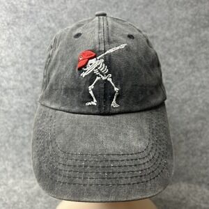 SOL Dabbing Skeleton Baseball Cap One Size Black Washed Cotton Hat